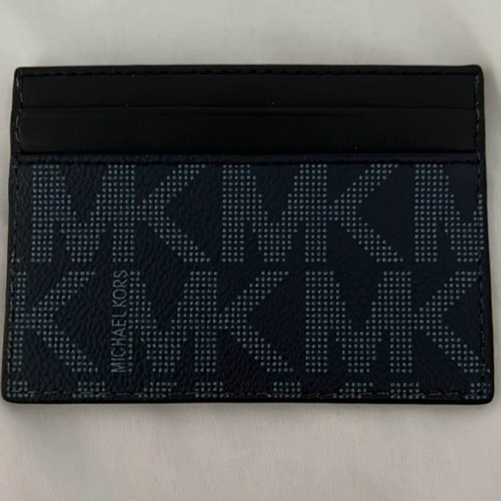 Michael Kors Jet Set Navy Blue and Black Monogrammed Card Case Unisex NWOT - Picture 3 of 5